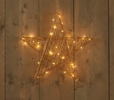 Productafbeelding van Kerstverlichting Batterijverlichting metaal ster goud 40 cm 35 LED warm wit Anna's collection