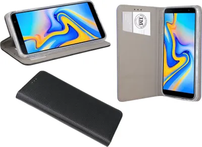 Zdjęcie produktu dla Eleganckie etui książkowe do Samsung Galaxy J6+ Plus (J610F) Rozkładane etui z klapką Ochronne etui książkowe Czarne