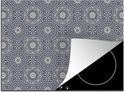 Produktbild von KitchenYeah© Herdabdeckplatte Mandala - Blau - Muster , 71x52cm, Küche Deko, Glaskeramikkochfeld Herdabdeckung, Abdeckplatte fùr Kochfeld