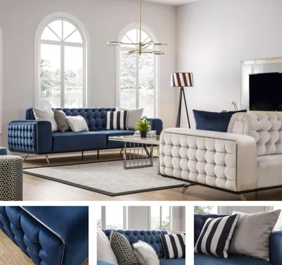Produktbild von Luxus Wohnzimmer Sofa 2 Sitz Zweisitzer Weiß Couch Chesterfield Couchen Neu