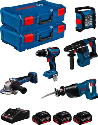 Imagen del producto de BOSCH 0615A5007S (GSB 18V-65 + GBH 18V-26 + GWS 18V-11 + GSA 18V-LI + GLI 18V-1200 C + 3 x 5,0 Ah + GAL18V-160 + 2 x L-Boxx XL)