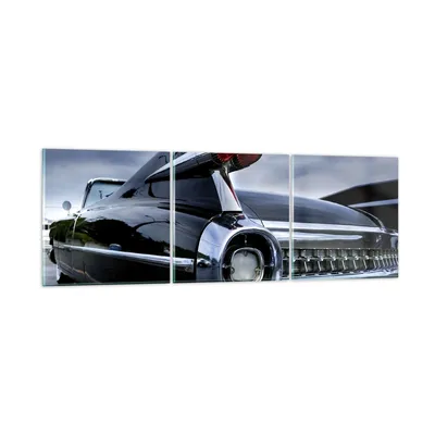 Produktbild von Bilder auf glas - Auto Retro Himmel - 90x30cm - Glasbilder - Wandbilder - Kunstdruck - zum Aufhängen bereit - Wanddekoration aus Glas - Glas Bilder - Wandbild auf Glas - 3 Teile - GCA90x30-0159