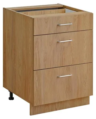 Image de Meuble bas de cuisine avec 3 tiroirs "Laxy" - Marron - L 60 x H 81 x P 56 cm