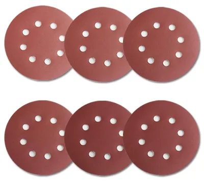 Image de Papier abrasif auto-agrippant, 125 mm, 90 pièces, grains 40-240, 8 trous, pour ponceuses excentriques, adapté au bois et aux métaux