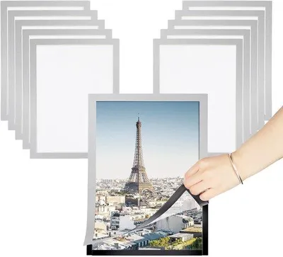 Produktbild von Magnetische A4-Frame-Set - Selbstklebend, wasserdicht, 32,5 x 24 cm, silber, 10 Stück