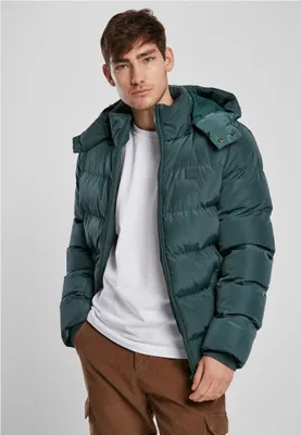 Image de Urban Classics Veste bouffante à capuche vert bouteille - M