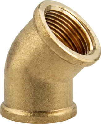 Produktbild von tecuro Winkel 45° beidseitig Innengewinde Rp 3/8 Zoll, Messing blank CW617N