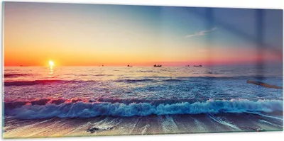 Produktbild von Bilder auf glas - Meer Strand Welle - 120x50cm - Glasbilder - Wandbilder - Kunstdruck - zum Aufhängen bereit - Wanddekoration aus Glas - Glas Bilder - Wandbild auf Glas - Einteilig - GAB120x50-3613