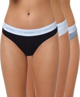 Produktbild von Yenita® Strings (3er Set) Modern-Sports-Collection L schwarz-grau-weiss