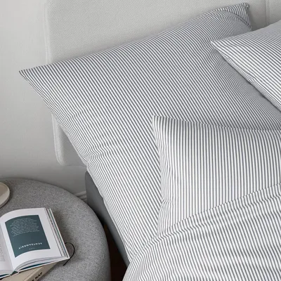 Produktbild von elegante Mako-Jersey-Bettwäsche Sister Stripe Farbe Silber Größe 135x200+80x80cm
