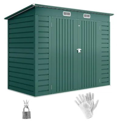 Produktbild von Outsunny Gerätehaus 4,1m², Gartenhaus mit Pultdach, 249 x 121 x 166/183 cm Grün