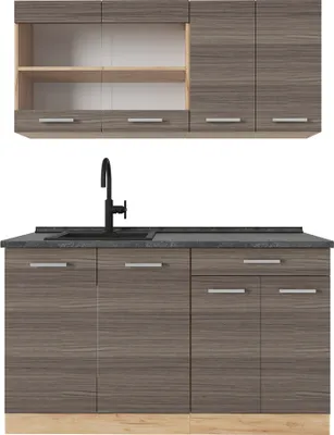 Produktbild von Singleküche Vicco R-Line Edelgrau/Goldkraft Eiche 140 cm , AP Anthrazit, Model 53705