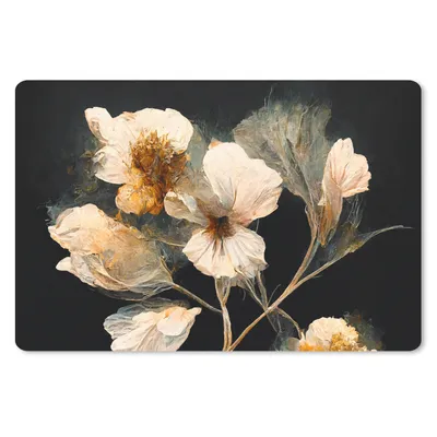 Produktbild von MuchoWow® Mauspad Mousepad Blumen - Schwarz - Pflanzen - Vintage 27x18 cm - Mousepads - Maus Mat - Pad - Mausunterlage - Büroartikel - Desk Matten