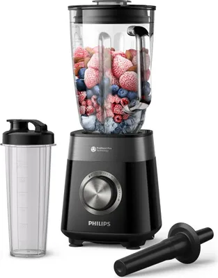Immagine prodotto di Frullatore Philips serie 5000 con contenitore Blend-and-go - 1200 W. capacità massima di 2 litri. Tecnologia ProBlend Plus. Parti lavabili in lavastoviglie. Nero (HR3031/00)