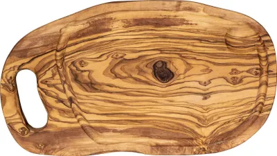 Produktbild von Schneidbrett ca. 36x20cm Olivenholz Steakbrett Braun Natur Saftrille Holzbrett