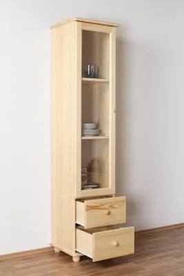 Produktbild von Bücherregal Bücherschrank Büchervitrine - 45 cm breit, Kiefer Holz-Massiv, Optik: Natur