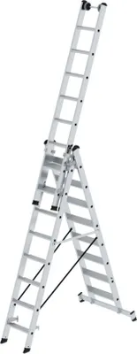 Produktbild von MUNK Stufen- Mehrzweckleiter mit Wandlaufrollen und Nivello® Traverse 3x8 Stufen