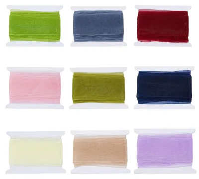 Organza-Satinband 3,8 cm x 40 m, 9 Rollen, transparent, Nylon
