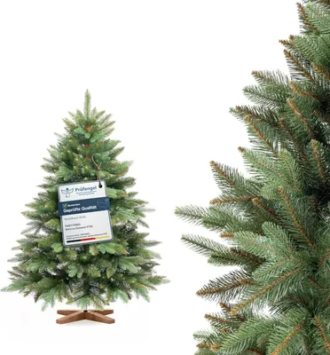 Produktbild von FAIRYTREES Weihnachtsbaum künstlich, Nordmanntanne Premium 120 cm, Naturgetreue Spritzguss Elemente,  EU