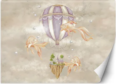 Produktbild von Vlies fototapete für Kinder Luftballon-Fischhaus 400x280 cm Feeby Beige inkl. Kleber einfache Montage