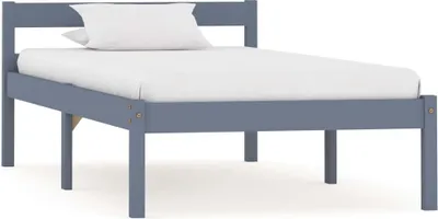 Image de Cadre de lit sans matelas gris bois massif de pin 100x200 cm