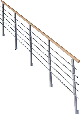 Produktbild von Treppengeländer Modell Kos Gerade-14 Stufen-Metall-Eiche-Grau RAL 9006