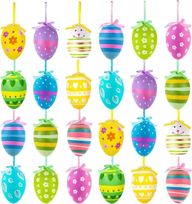 Imagen del producto de Huevos de plástico de colores, 48 unidades, en 2 tamaños, para decoración de Pascua