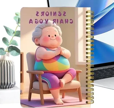 Image de Guide de santé pour le yoga en fauteuil pour seniors - Programme de défi de 30 jours - Dimensions : 21,3 x 14,6 x 1,5 cm - Multicolore
