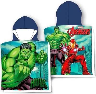 Produktbild von Avengers Hulk Badeponcho Poncho Kapuze Handtuch Badetuch 50x100cm