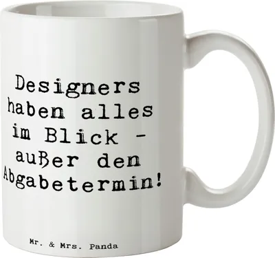 Produktbild von Mr. & Mrs. Panda Kaffeetasse Spruch Designer Überblick - Weiß - Geschenk, Talente, Berufspassion, Mode, Kaffeebecher, Beruf, Details, Gestaltung, Becher, Freunde, Tasse