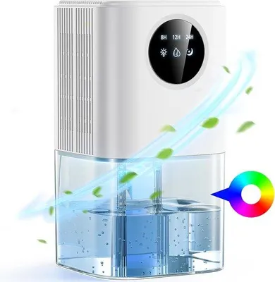 Immagine prodotto di Deumidificatore elettrico da 1800 ml, ultra silenzioso, 7 modalità LED tattili, spegnimento automatico, dispositivo portatile con timer per bagno e camera da letto