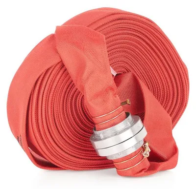 Image de Tuyau plat Garronda, 2 pouces, 30 mètres, tuyau de pression 8 bars, tuyau de pompiers avec raccords rapides, tuyau plat pour le transport d'eau, le drainage et les chantiers, référence GD-0229, couleur rouge