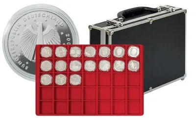 Produktbild von Lindner 2338-280 Großer Münzen-Sammelkoffer mit 8 Münztableaus für 280 Münzen oder Münzkapseln bis 39 mm Ø