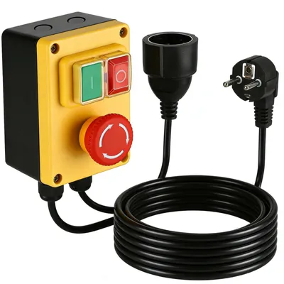 Sicherheitsschalter 230 V, 16 A, Not-Aus, Ein-/Ausschalter, Steckdose