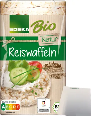 Produktbild von Edeka  Reiswaffeln natur ungesalzen mit Sesam verfeinert (100g Packung) + usy Block