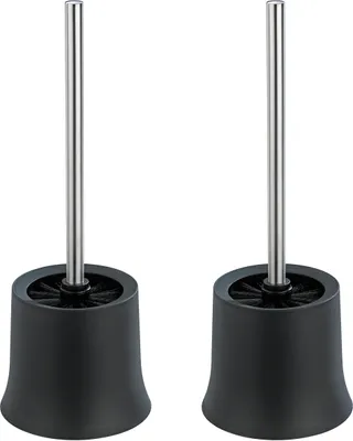Produktbild von WENKO 2er Set WC Garnitur Toiletten Bürsten Klo Halter Basic Black