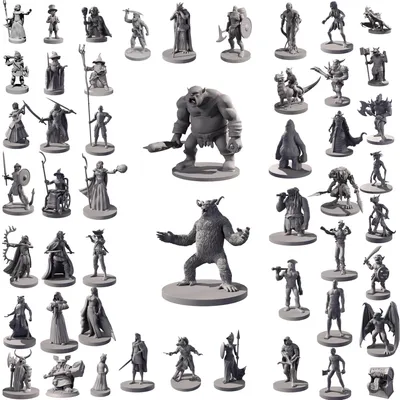Obrázok produktu pre 50 unikátnych miniatúr pre stolové RPG hry – sada, ktorá nie je natretá
