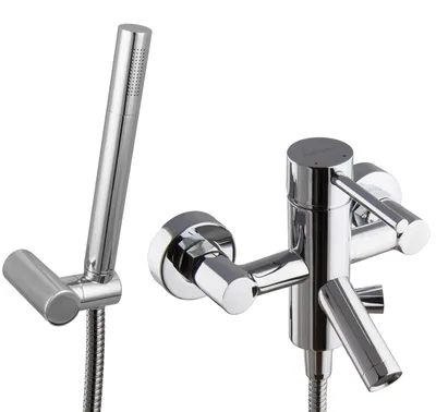 Produktbild von PaulGurkes Wannenarmatur Aufputz Set rund Handbrause Halterung Metallschlauch
