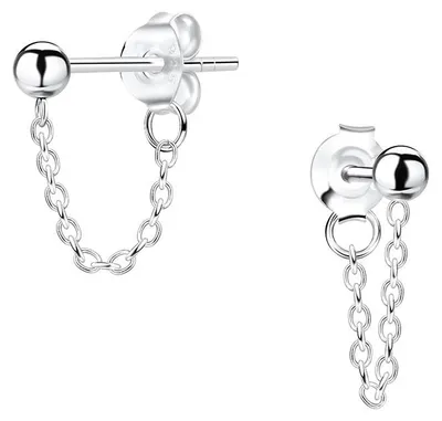 Produktbild von Ohrstecker mit Kugel und Kette: Ohrringe Silber 925
