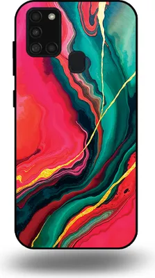 Produktbild von Smartphonica Telefon Fall geeignet für Samsung Galaxy A21s mit roten grünen Marmor Print - TPU Backcover Fall rot grün Marmor Design
