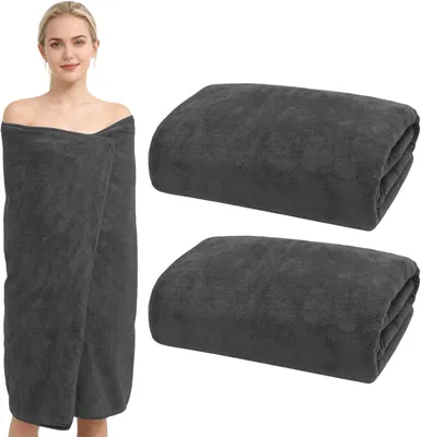 Obrázek produktu pro Ručník do sauny, 100 x 200 cm, 2 kusy, šedý, bavlna