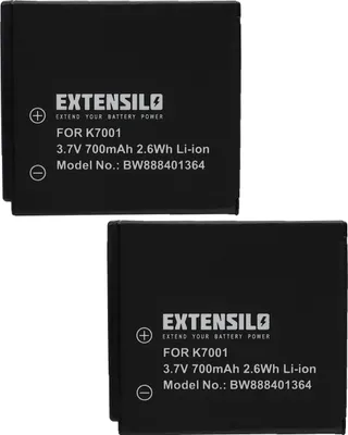 Produktbild von EXTENSILO 2x Akku kompatibel mit Kodak EasyShare V570, V610, V705, V550, M853 Zoom, M863, M893, M893 IS Kamera (700 mAh, 3,7 V, Li-Ion)