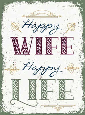 Produktbild von vianmo Holzschild 40x30 cm Happy wife Life Dekoration