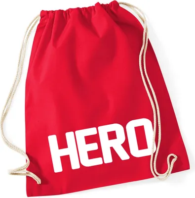 Produktbild von Huuraa Turnbeutel Hero Held 12 Liter Classic Red Baumwolle Rucksack Geschenkidee