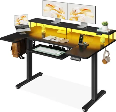 Immagine prodotto di Scrivania regolabile in altezza, elettrica - Scrivania regolabile - Scrivania da gaming - Scrivania da ufficio - Tavolo per computer - Larghezza 140 cm