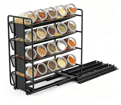 Image de Étagère à épices, 4 niveaux, en métal, extensible, pour placard de cuisine