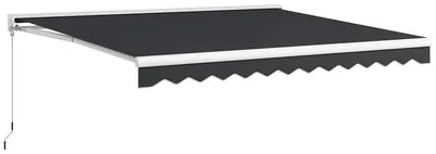 Produktbild von Gelenkarmmarkise 4 x 3 m elektrische Markise mit Handkurbel und Fernbedienung, Wandmontage Sonnendach fš¹r Balkon und Garten, Aluminium Grau