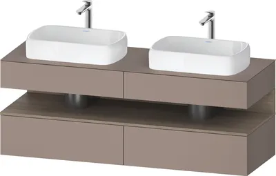 Produktbild von Duravit Qatego Konsolenwaschtischunterbau, 2 Auszüge, 2 Schubkästen, 2 Ausschnitte, 1600x550x600mm, Nische Eiche Terra, QA4779035430010