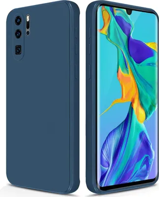 Produktbild von Silikon Hülle für Huawei P30 Pro Flüssigsilikon Dünn Gel Gummi Matt Kratzfeste Schutzhülle Blau
