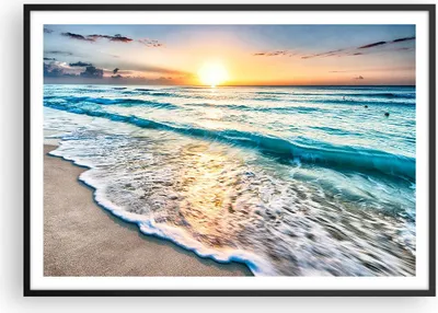 Produktbild von Gerahmtes Poster - Schwarzer Rahmen - Meer Welle Strand - 100x70 cm - Wand Bild - Wanddeko - Wandbilder - Kunstposter - Wandposter - Bilderrahmen - Bilder - Kunstdruck - Wandbild - P2BAA100x70-3621